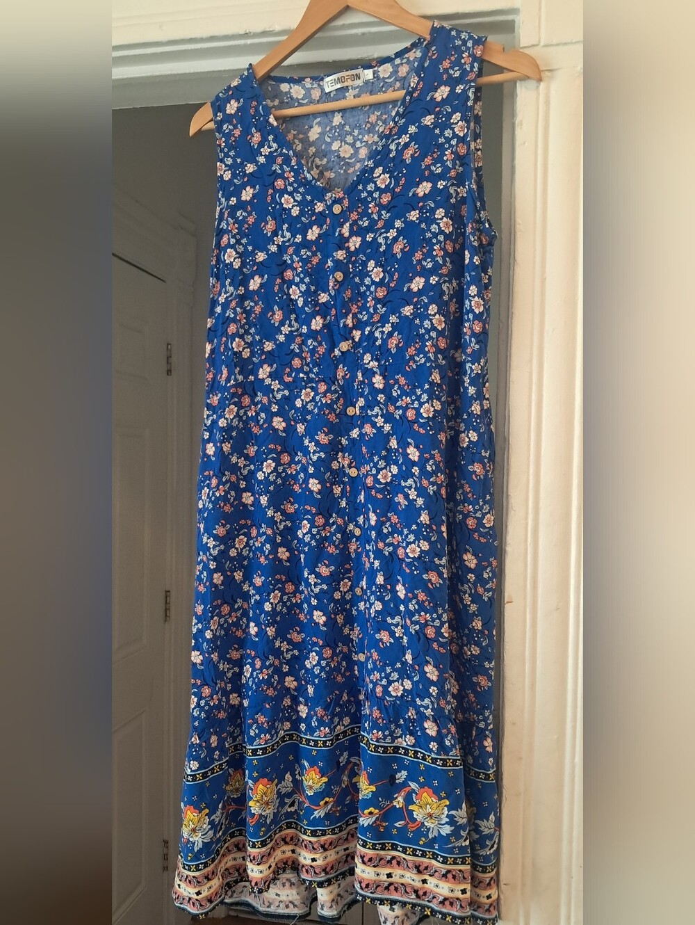 Temofon Blue Button Dress
